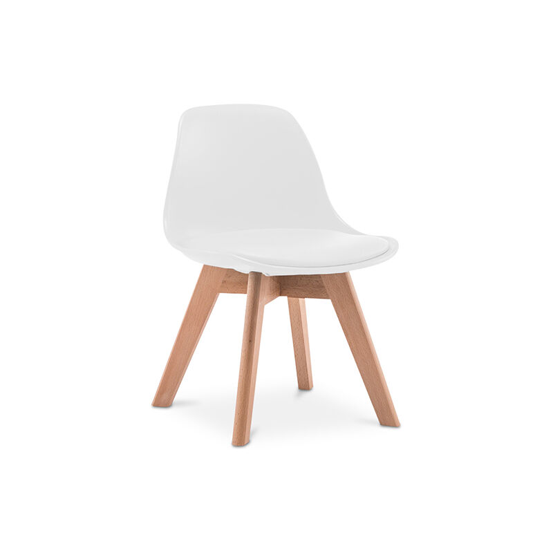 

Silla para niños acolchada de madera y polipropileno Blanco