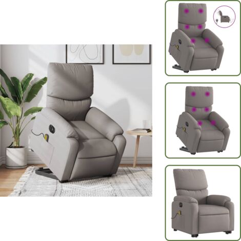 Silla para personas mayores - vidaXL Sillón de masaje eléctrico reclinable elevable tela taupé - Masaje de vibración