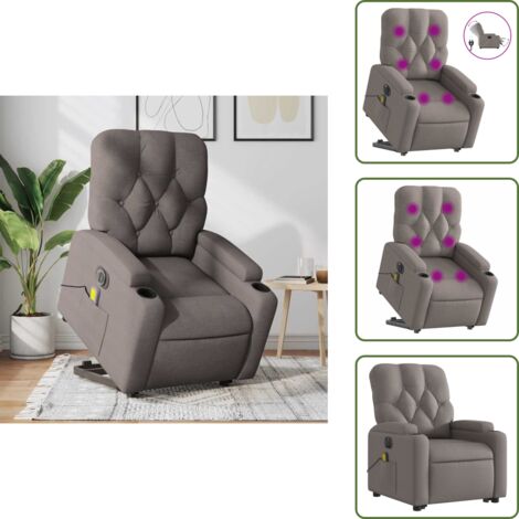 Silla para personas mayores - vidaXL Sillón de masaje eléctrico reclinable elevable tela taupé - Masaje eléctrico