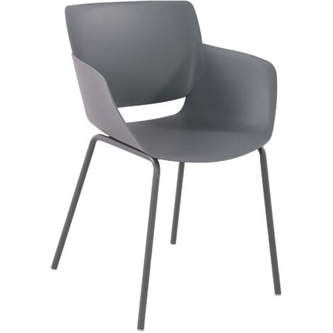 Silla para uso interior y exterior plástico gris oscuro estructura de acero con recubrimiento en polvo 100007122