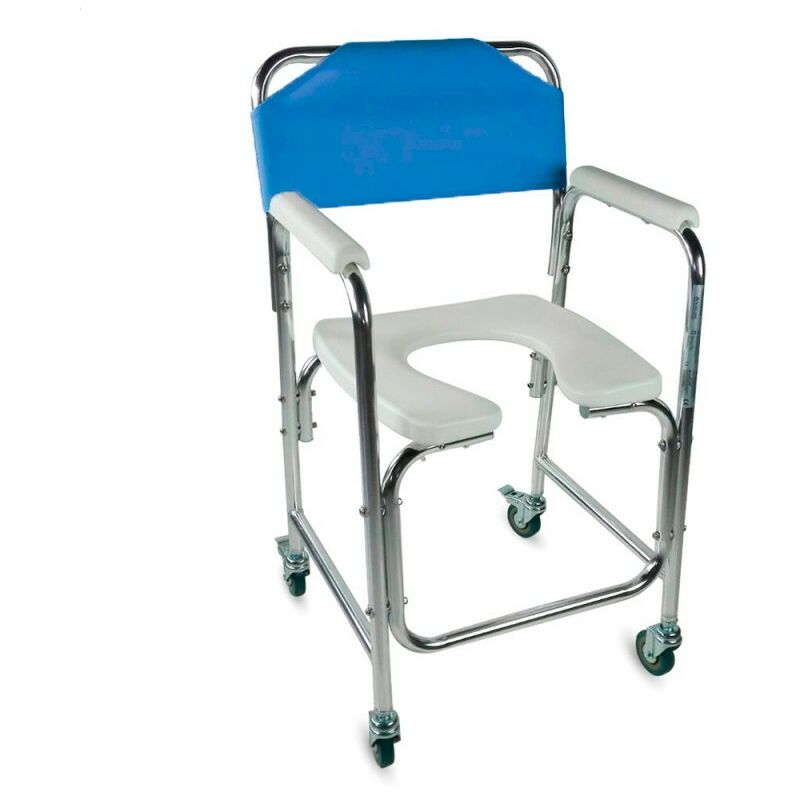 

Mobiclinic - Silla para WC | Ruedas | Reposabrazos | Aluminio | Azul | Manzanares