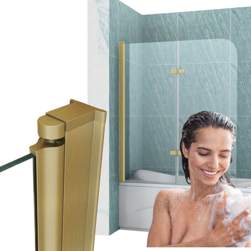 Silla Pare-baignoire MARION, pivotant, 100x140 CM, Doré brossé