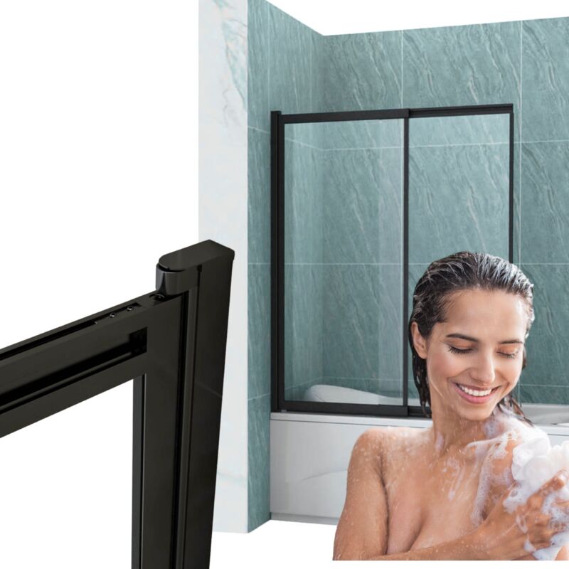 Silla Pare-baignoire SPENCER, rabattable, 120x150 CM, Noir