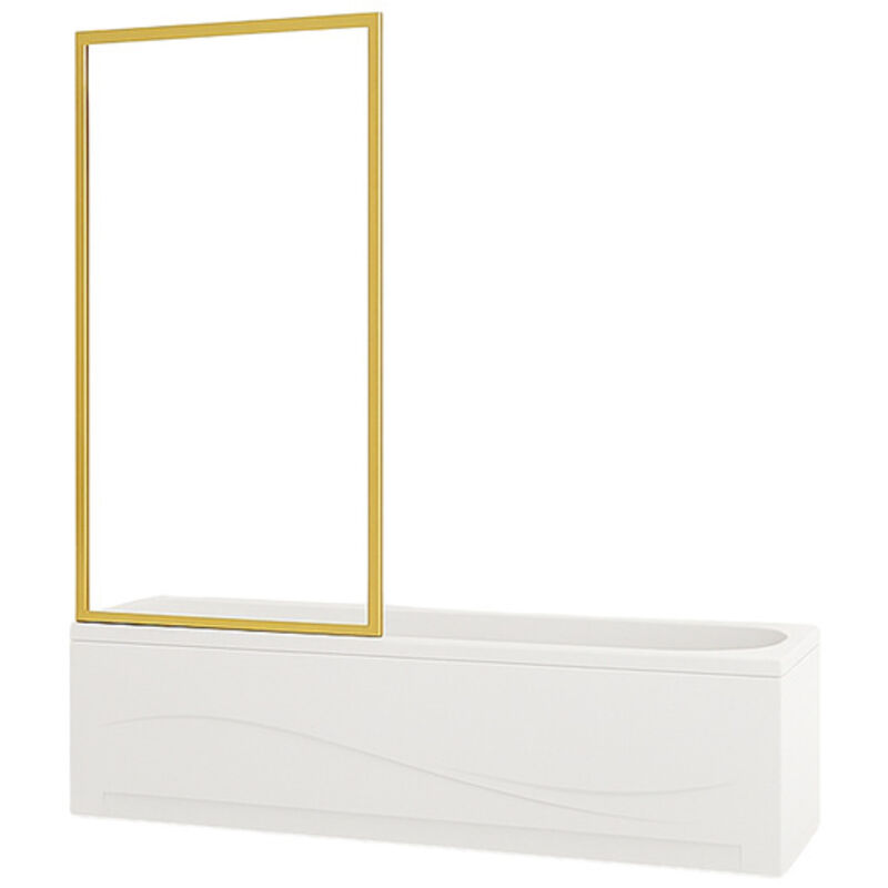 Desconocido – Pare-baignoire VESTON 90x150 cm – Verre trempé 5 mm – Traitement anti-calcaire – Fixe, doré, pour installation facile
