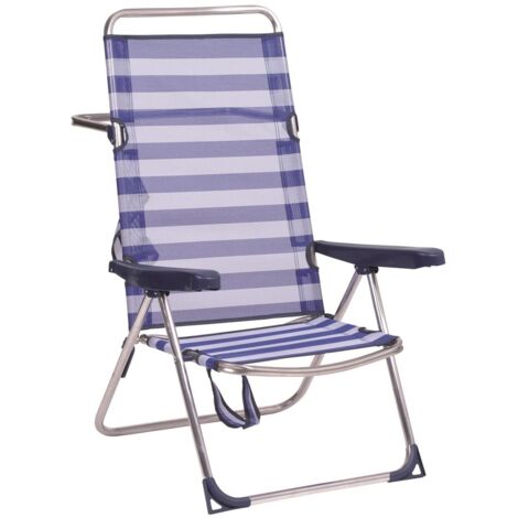 Silla Playa Alta, fibreline, Color Rayas Azules y Blancas, 95x65.5x13.5 cm (1-670)