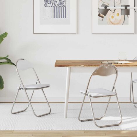 Silla Plegable 2 pcs y gris 48 x 43,5 x 81 cm Cuero sintético
