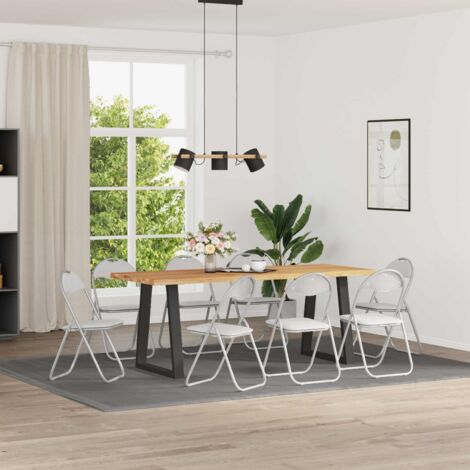 Silla Plegable 8 pcs y gris 48 x 43,5 x 81 cm Cuero sintético