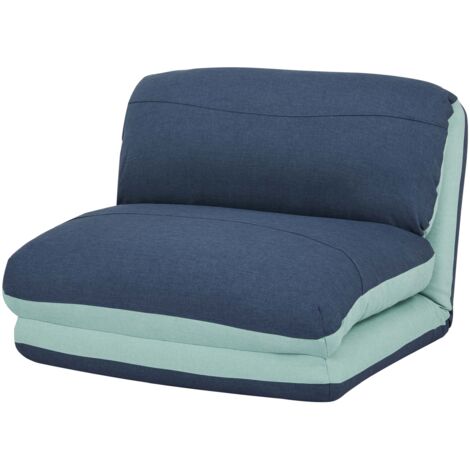 Silla plegable cama colchón sillón relax respaldo ajustable tela azul claro - azul oscuro 040003096