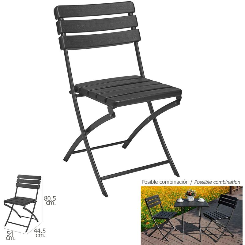 

Silla plegable cuadrada efecto madera color antracita 54 x 44.5 x 80.5 (alt.) cm.