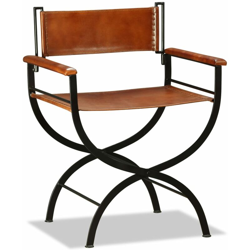 

Silla plegable cuero auténtico marrón y negro