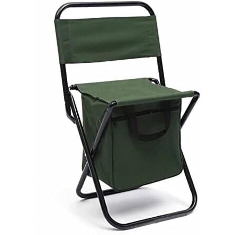 Silla plegable de camping - Alta resistencia y plegable - con bolsillo de almacenamiento - Material de acero Oxford - para camping, pesca y ocio - Verde
