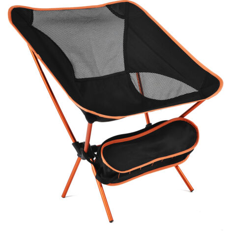 Silla plegable de camping, silla de playa ultraligera con bolsa de transporte, silla plegable de pesca para senderismo, barbacoa y playa - Naranja