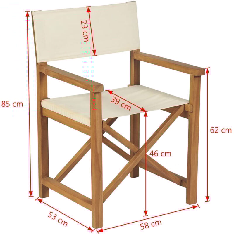 vidaXL Madera Maciza Acacia Silla de Director Mueble Asiento Sill/ón Taburete