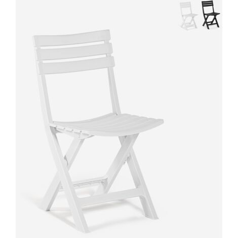 Silla plegable de jardín compacta de polipropileno blanco y negro Closy - Blanco