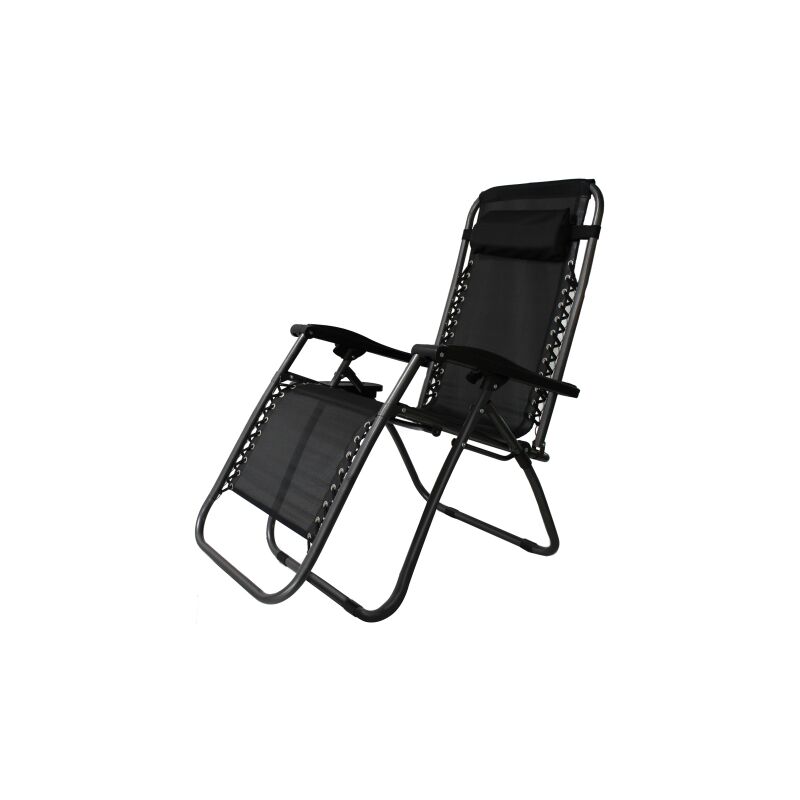 

Axhup - Silla plegable de la gravedad cero de la playa del jardín, sillón reclinable al aire libre negro - negro