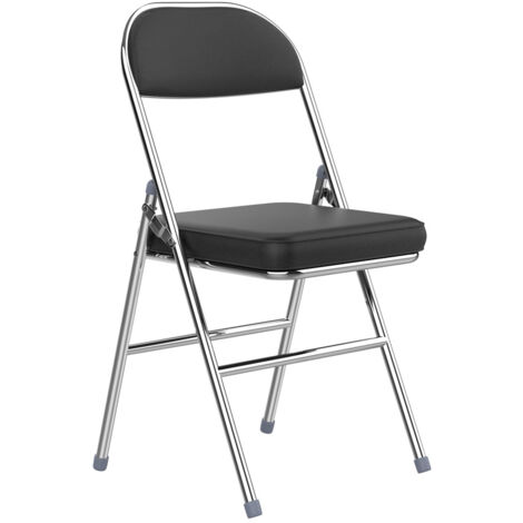 Silla Plegable de PU Negro - 46x42x80 cm