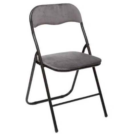 Silla plegable de terciopelo, 39x39x43 cm - Gris