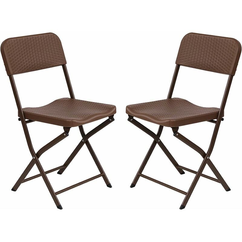 

Silla plegable en un juego de 2 (2 * 40 * 43 * 86 cm), silla de plástico con patas de estructura de acero, silla de camping compacta, diseño portátil