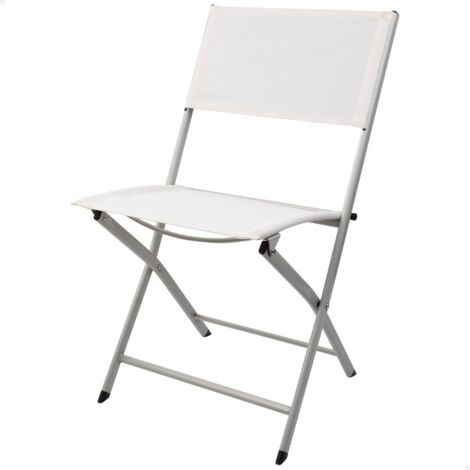 Silla plegable jardín tejido reforzado blanca Aktive
