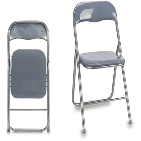 SILLA PLEGABLE METAL GRIS BRILLO GIFTDECOR