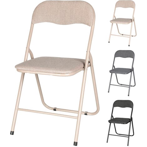 OTROS EXCELLENT silla plegable metal tela surtida , Silla plegable metal surtidaColor Gris oscuro, gris claro y beigeAsiento y respaldo tapizadosMaterial AceroMedidas des