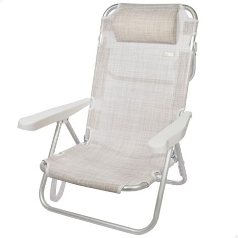 Silla plegable multiposición aluminio beige Aktive