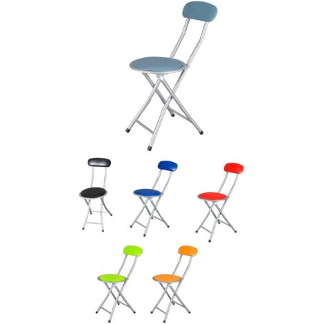 Silla plegable Redonda Acolchada Metal | Silla con respaldo | 30x39x72 cm | SELECCIONA COLOR