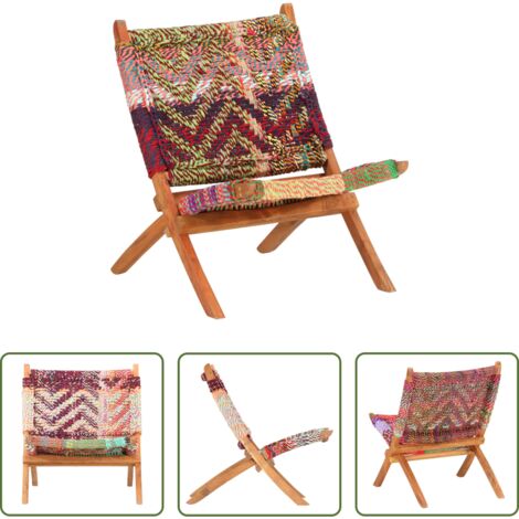 Silla plegable -  Silla chindi plegable de tela multicolor