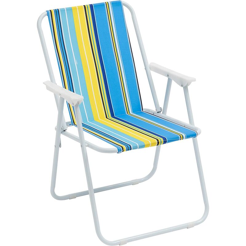 

Silla plegable del mar, silla de camping, jardín, playa, piscina, silla de exterior plegable coloreado, líneas azules color 52x44x76 cm