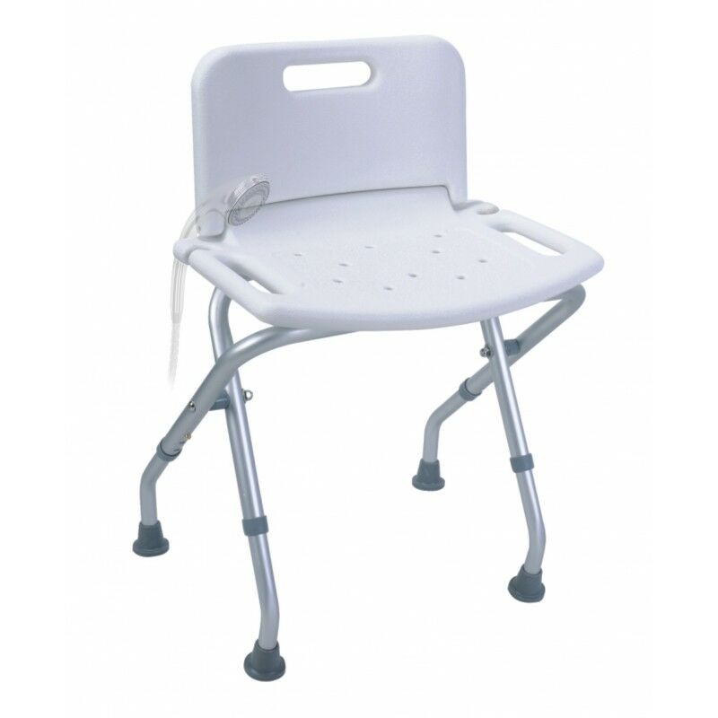 

Silla plegable y regulable de aluminio con asas y soporte mango ducha - CM Baños