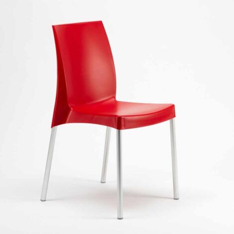 Silla polipropileno apilable cocina bar con patas de acero ligera Boulevard Grand Soleil - Rojo
