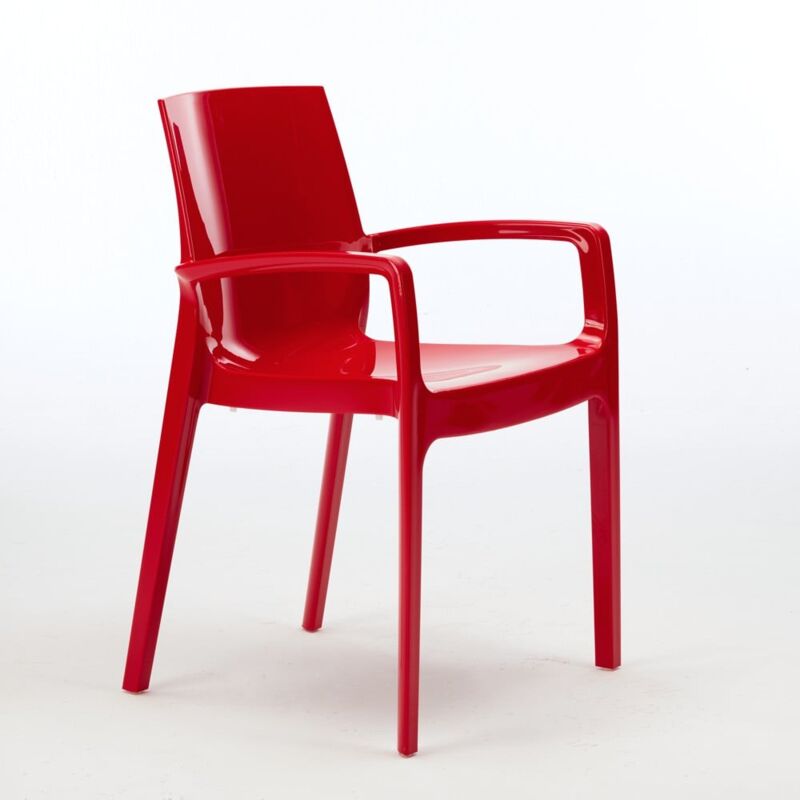 

Silla Polipropileno Apilable con Reposabrazos para Cocina Bar Cream Grand Soleil | Rojo