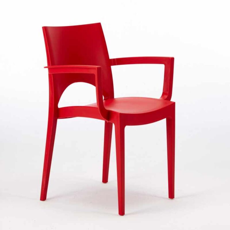 

Grand Soleil - Silla con Reposabrazos de Polipropileno para Bar y Restaurante Paris Arm Rojo