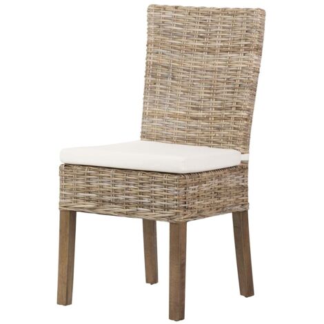 Silla Ratan Lino Madera Beige Natural 53X48X98 Cm