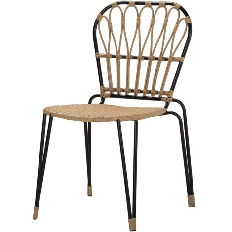 Silla Ratan Sintetico Natural Negro 47X58X86 Cm