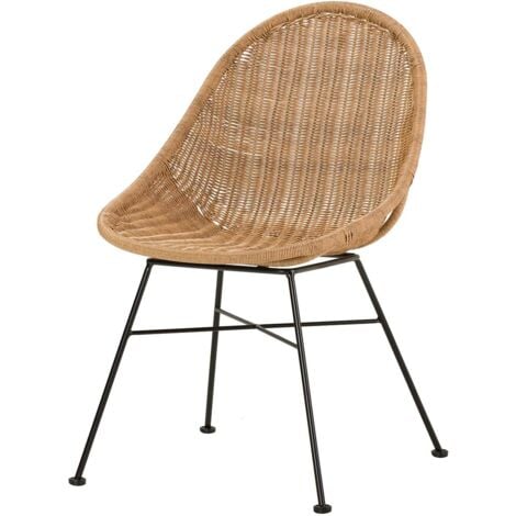 Silla Ratan Sintetico Natural Negro 52x62x84 Cm