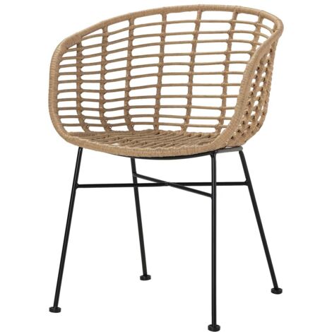 Silla Ratan Sintetico Natural Negro 58X56X77 Cm