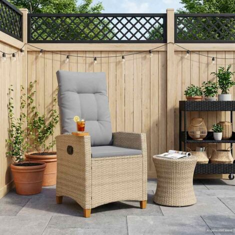 Silla reclinable con bandeja para té con cojín 62 x 64 x 112 cm
