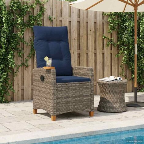 Silla reclinable con bandeja para té con cojín 62 x 64 x 112 cm