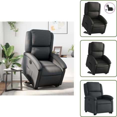 Silla reclinable con motor - vidaXL Sillón reclinable eléctrico elevable cuero auténtico negro - Silla con respaldo eléctrico