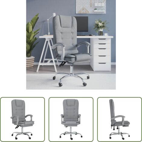 Silla reclinable -  Silla de oficina reclinable con masaje de tela gris claro