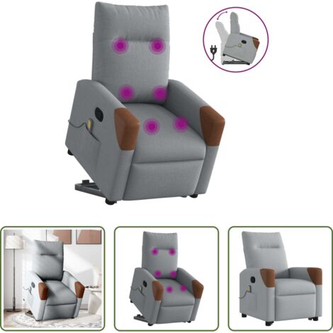 Silla reclinable -  Sillón de masaje reclinable de pie de tela gris claro