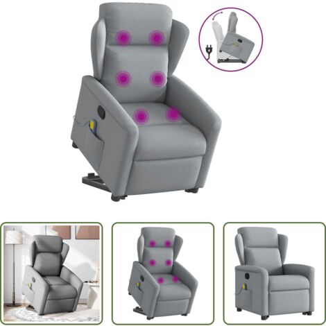 Silla reclinable -  Sillón de masaje reclinable de pie de tela gris claro