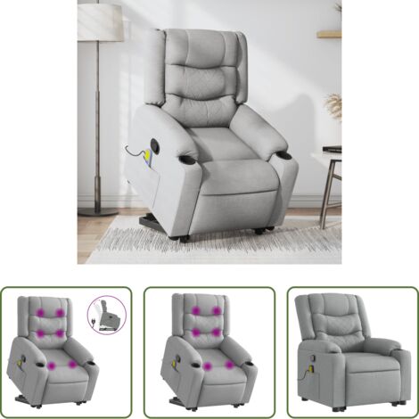 Silla reclinable -  Sillón de masaje reclinable de pie de tela gris claro