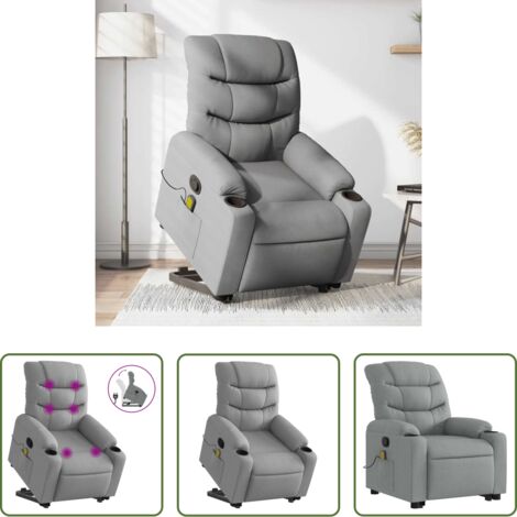 Silla reclinable -  Sillón de masaje reclinable de pie de tela gris claro