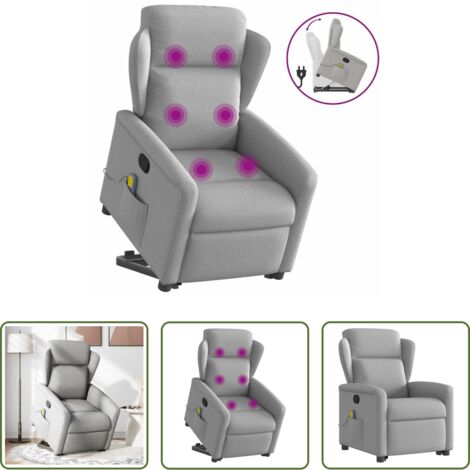 Silla reclinable -  Sillón de masaje reclinable de pie de tela gris nube