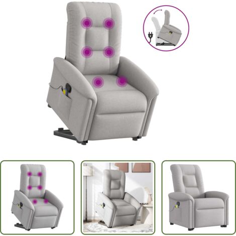Silla reclinable -  Sillón de masaje reclinable de pie de tela gris nube