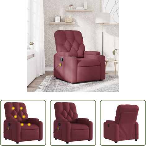 Silla reclinable -  Sillón de masaje reclinable de tela color vino tinto