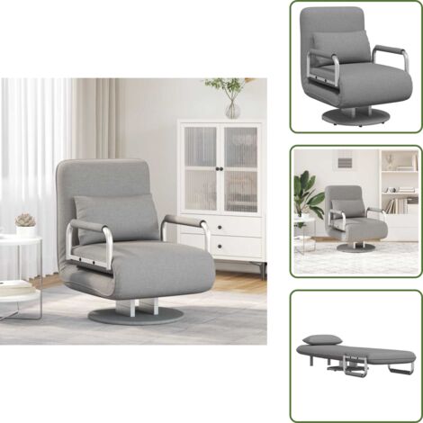 Silla reclinable - vidaXL Silla giratoria y sofá cama tela gris claro - Tumbona
