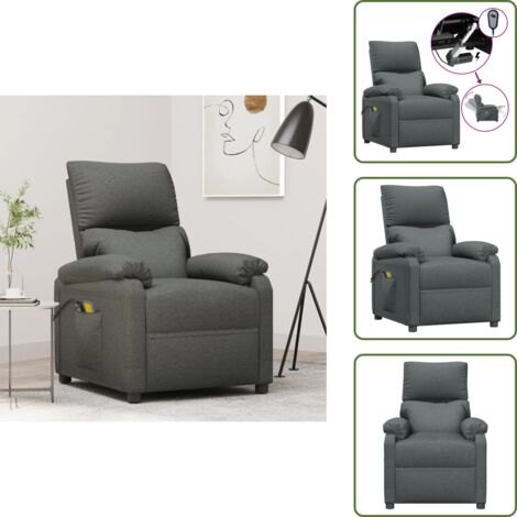 Silla reclinable - vidaXL Sillón de masaje eléctrico tela gris oscuro - Masaje de vibración